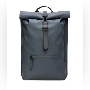 RAINS Rolltop Rucksack Bag Luggage Backpack Lagoon Blue $150 NEW NWT